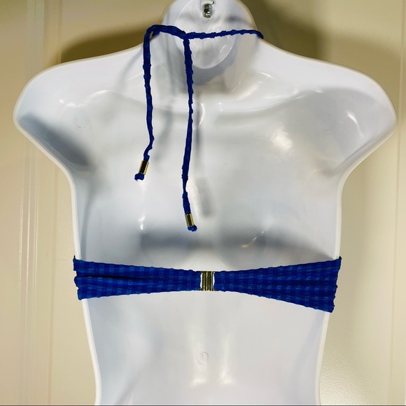 Cobalt Blue Textured Check 2 Pc Bikini - Picture 3 of 10